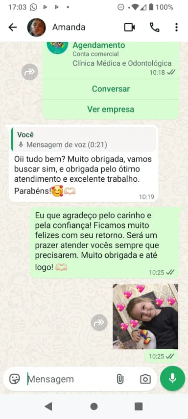 Print de elogio recebido pelo WhatsApp